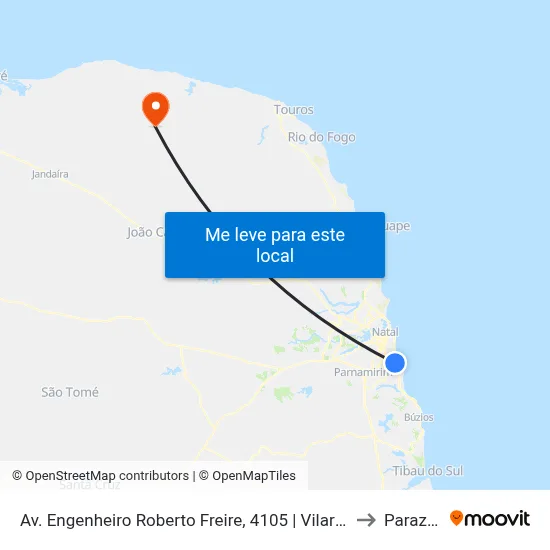 Av. Engenheiro Roberto Freire, 4105 | Vilarte Ponta Negra to Parazinho map