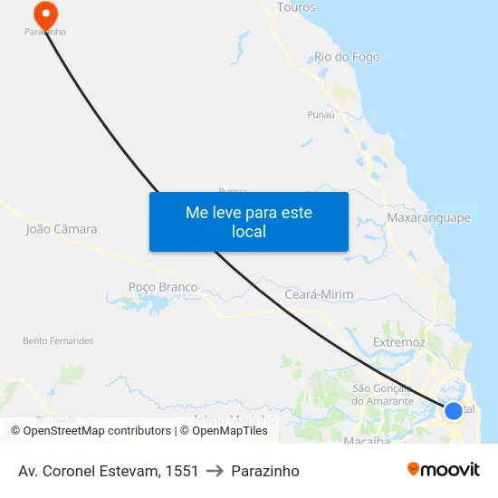 Av. Coronel Estevam, 1551 to Parazinho map
