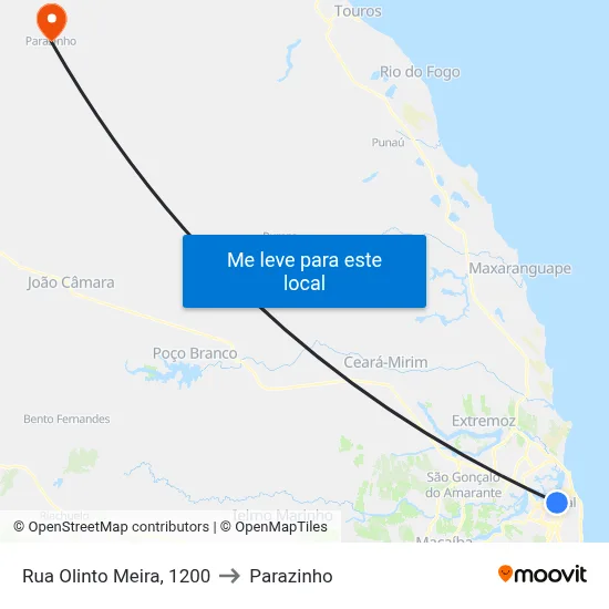 Rua Olinto Meira, 1200 to Parazinho map