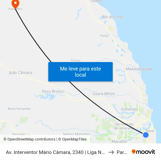 Av. Interventor Mário Câmara, 2340 | Liga Norte Riograndense Contra O Câncer to Parazinho map