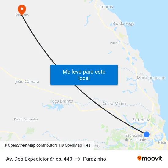 Av. Dos Expedicionários, 440 to Parazinho map