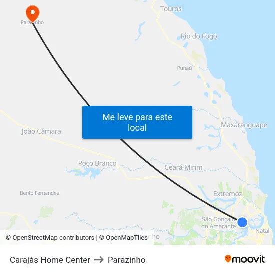 Carajás Home Center to Parazinho map