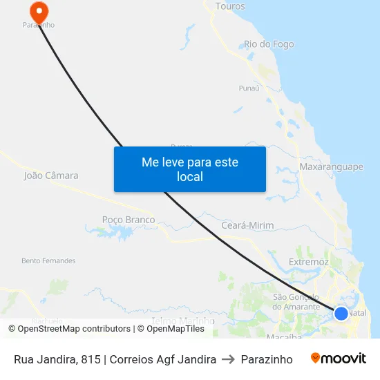 Rua Jandira, 815 | Correios Agf Jandira to Parazinho map