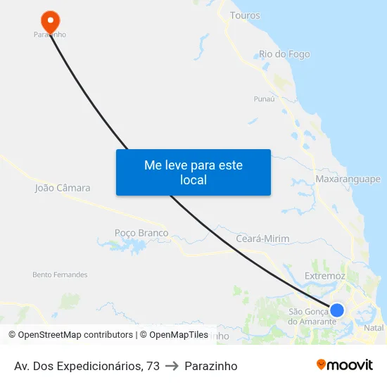 Av. Dos Expedicionários, 73 to Parazinho map