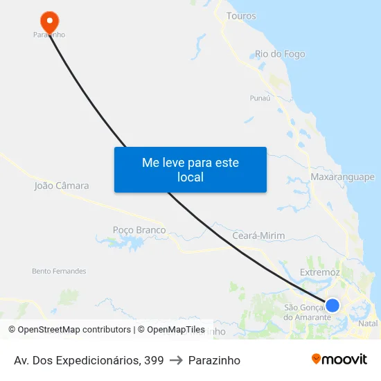 Av. Dos Expedicionários, 399 to Parazinho map