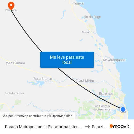 Parada Metropolitana | Plataforma Intermunicipal to Parazinho map