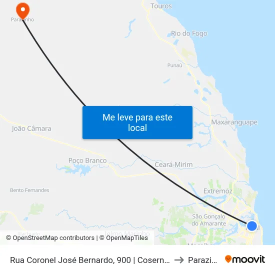Rua Coronel José Bernardo, 900 | Cosern / Baldo to Parazinho map