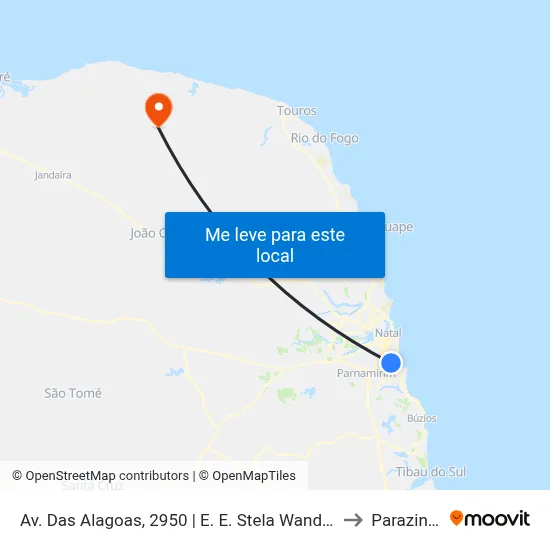 Av. Das Alagoas, 2950 | E. E. Stela Wanderley to Parazinho map