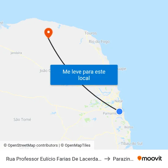 Rua Professor Eulício Farias De Lacerda, 15 to Parazinho map
