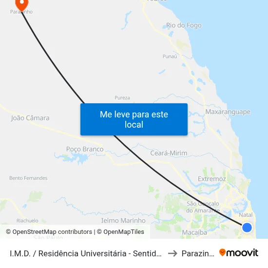 I.M.D. / Residência Universitária - Sentido R.U. to Parazinho map