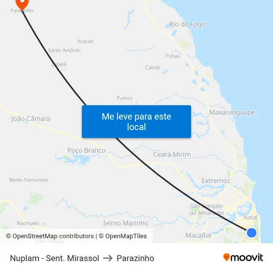 Nuplam - Sent. Mirassol to Parazinho map