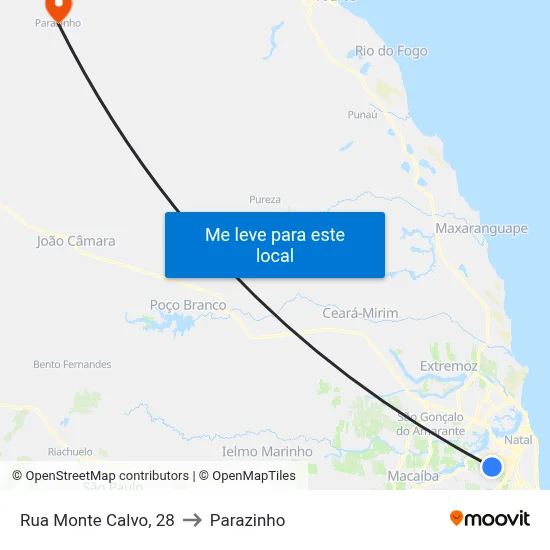 Rua  Monte Calvo, 28 to Parazinho map