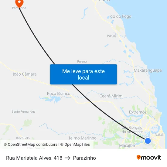 Rua Maristela Alves, 418 to Parazinho map