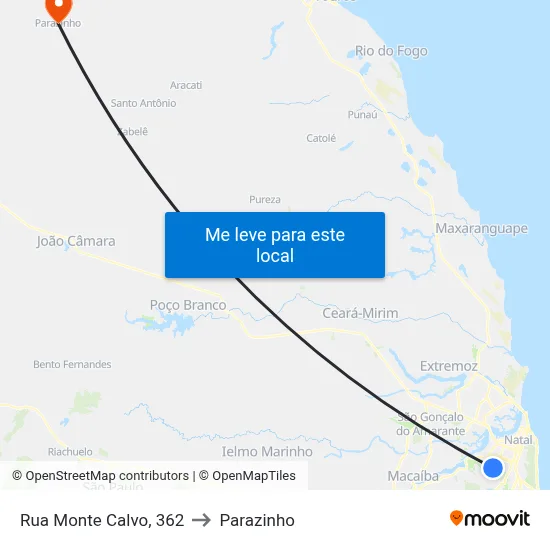 Rua  Monte Calvo, 362 to Parazinho map