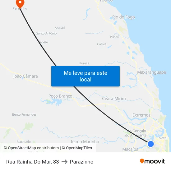 Rua Rainha Do Mar, 83 to Parazinho map