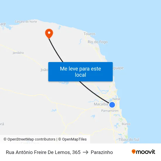 Rua Antônio Freire De Lemos, 365 to Parazinho map