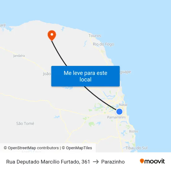 Rua Deputado Marcílio Furtado, 361 to Parazinho map