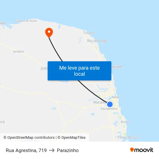 Rua Agrestina, 719 to Parazinho map