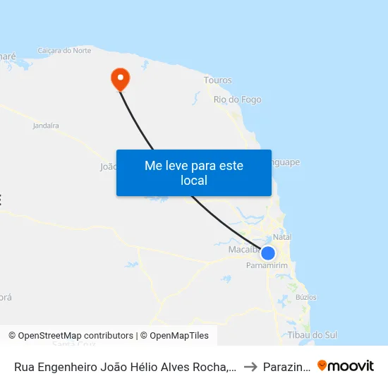 Rua  Engenheiro João Hélio Alves Rocha, 2276 to Parazinho map