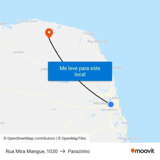 Rua Mira Mangue, 1030 to Parazinho map