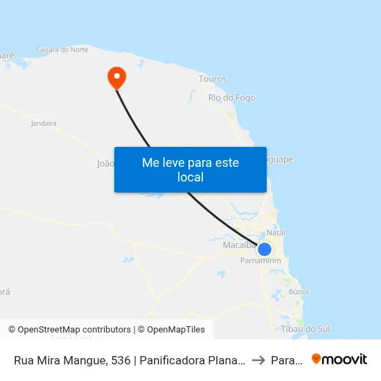 Rua Mira Mangue, 536 | Panificadora Planalto / Redemais Planalto to Parazinho map