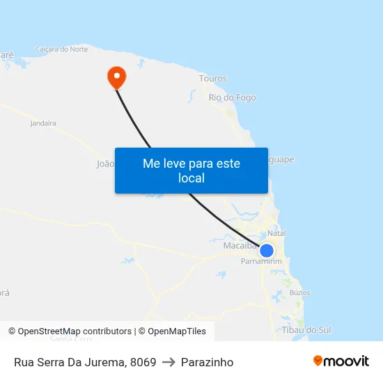Rua Serra Da Jurema, 8069 to Parazinho map