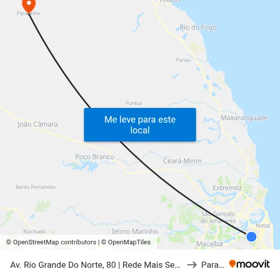 Av. Rio Grande Do Norte, 80 | Rede Mais Serve Bem Cidade Da Esperança to Parazinho map