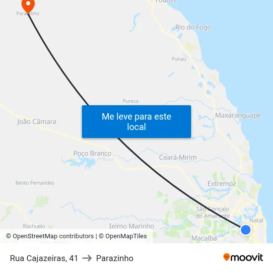 Rua Cajazeiras, 41 to Parazinho map