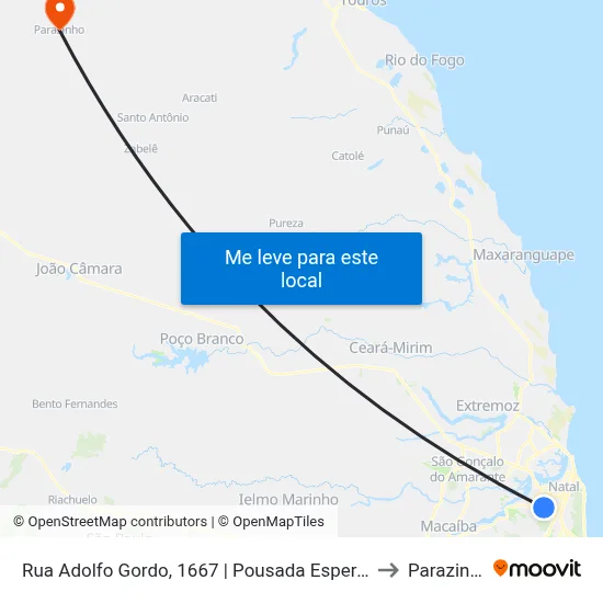 Rua Adolfo Gordo, 1667 | Pousada Esperança to Parazinho map