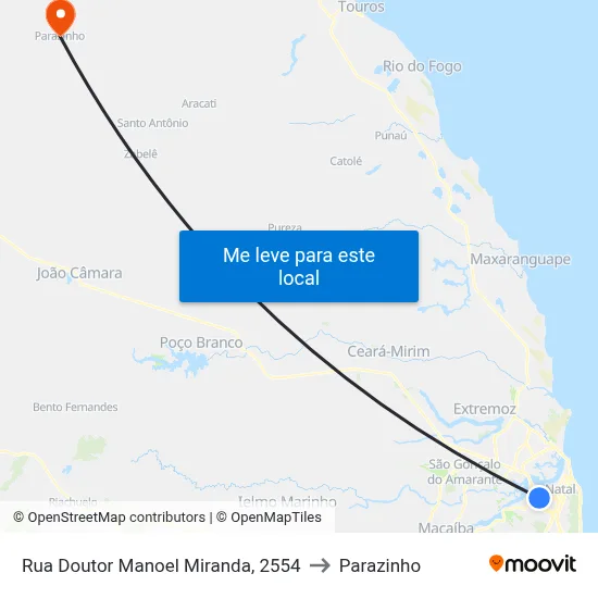 Rua Doutor Manoel Miranda, 2554 to Parazinho map