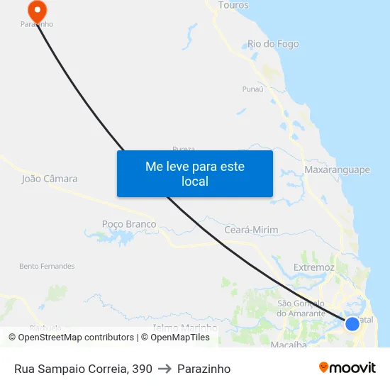 Rua Sampaio Correia, 390 to Parazinho map