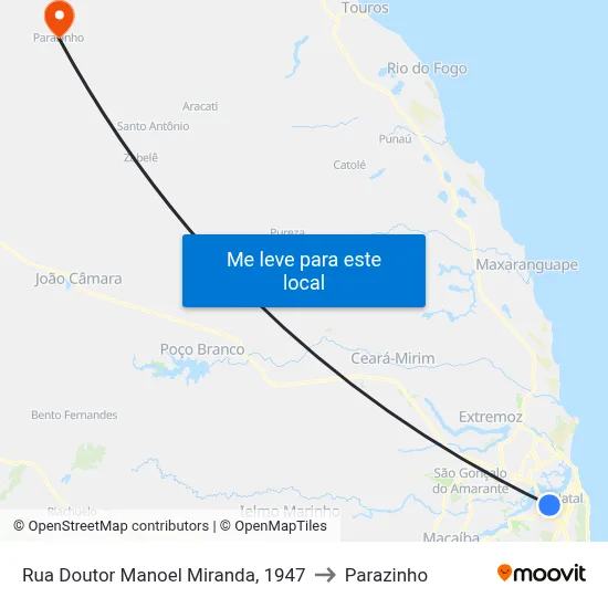 Rua Doutor Manoel Miranda, 1947 to Parazinho map