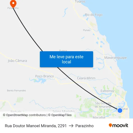 Rua Doutor Manoel Miranda, 2291 to Parazinho map