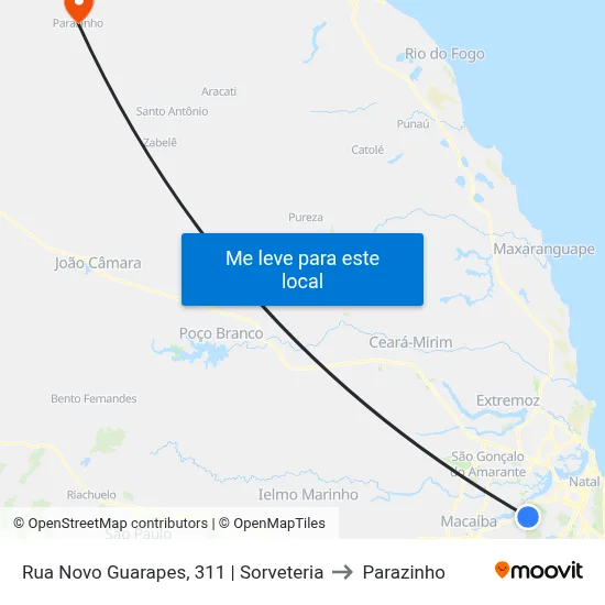 Rua Novo Guarapes, 311 | Sorveteria to Parazinho map