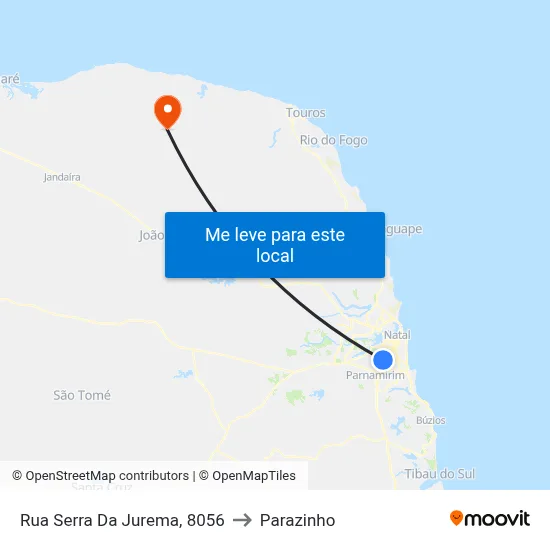 Rua Serra Da Jurema, 8056 to Parazinho map