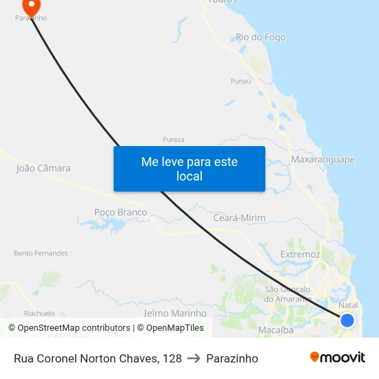 Rua Coronel Norton Chaves, 128 to Parazinho map