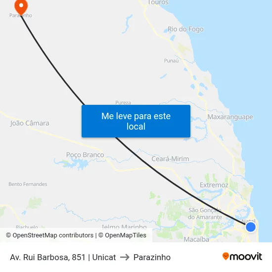 Av. Rui Barbosa, 851 | Unicat to Parazinho map