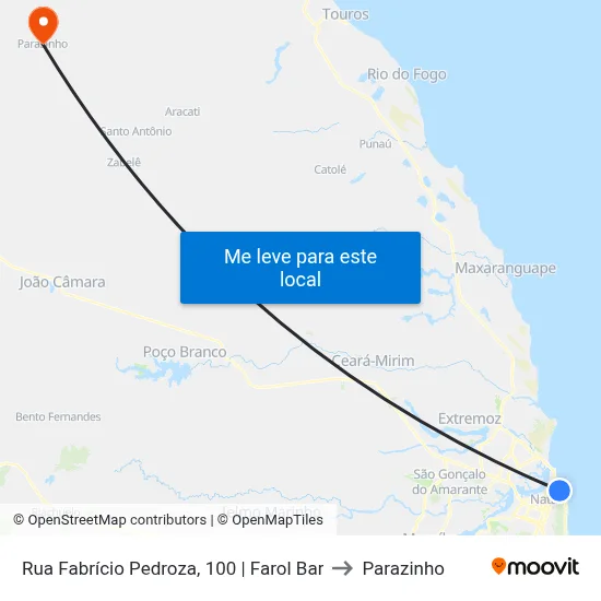 Rua Fabrício Pedroza, 100 | Farol Bar to Parazinho map