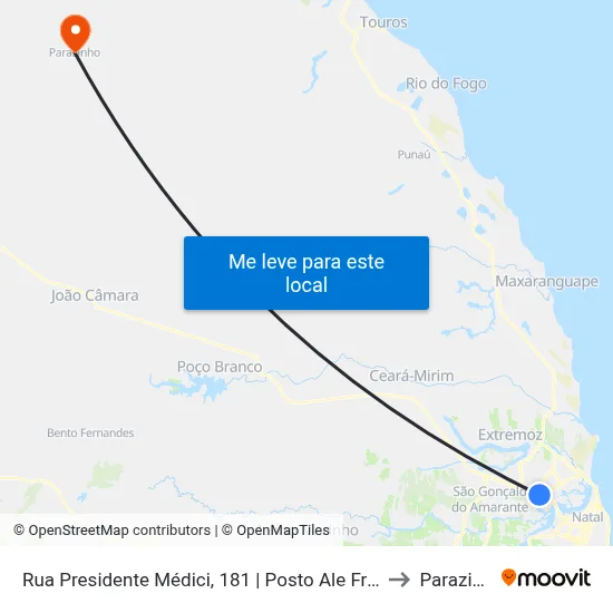 Rua Presidente Médici, 181 | Posto Ale Fronteiras to Parazinho map