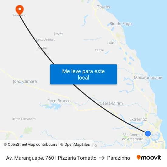 Av. Maranguape, 760 | Pizzaria Tomatto to Parazinho map