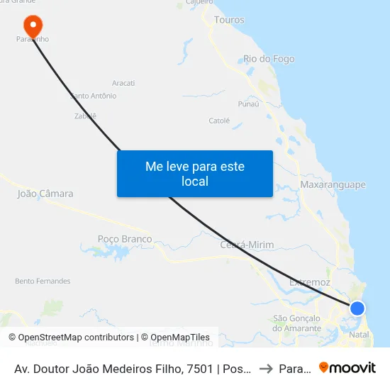 Av. Doutor João Medeiros Filho, 7501 | Posto Praia Da Redinha Alesat to Parazinho map