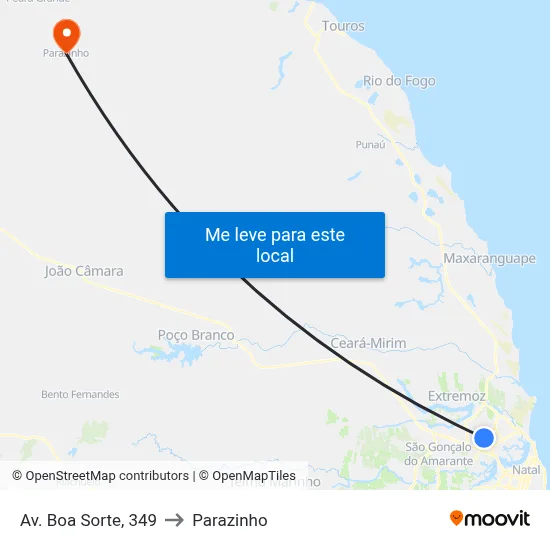 Av. Boa Sorte, 349 to Parazinho map