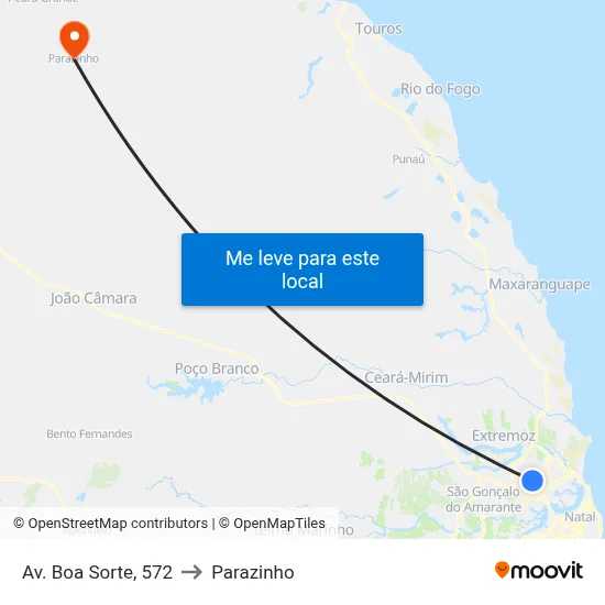 Av. Boa Sorte, 572 to Parazinho map