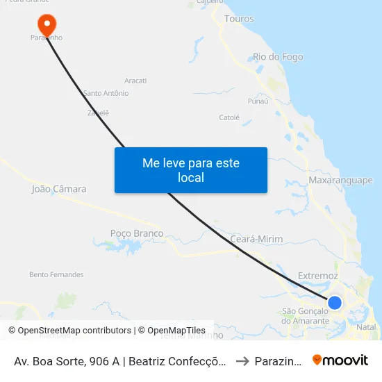 Av. Boa Sorte, 906 A | Beatriz Confecções to Parazinho map
