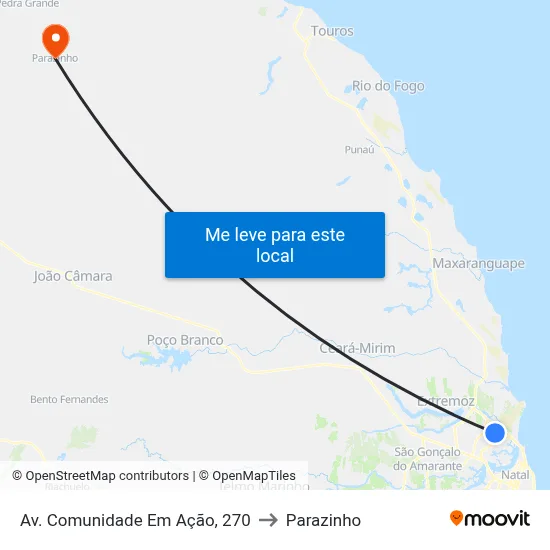 Av. Comunidade Em Ação, 270 to Parazinho map