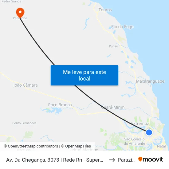 Av. Da Chegança, 3073 | Rede Rn - Supermercado Vollet to Parazinho map