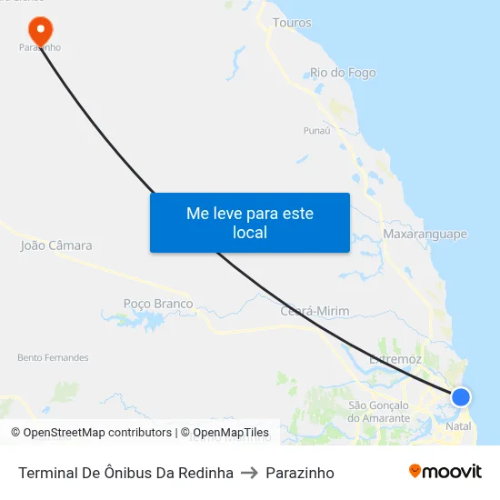 Terminal De Ônibus Da Redinha to Parazinho map