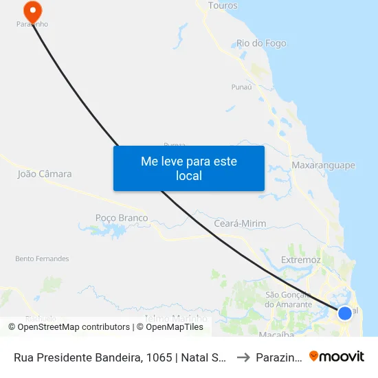 Rua Presidente Bandeira, 1065 | Natal Service to Parazinho map