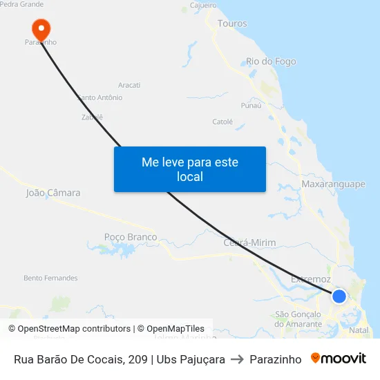 Rua Barão De Cocais, 209 | Ubs Pajuçara to Parazinho map