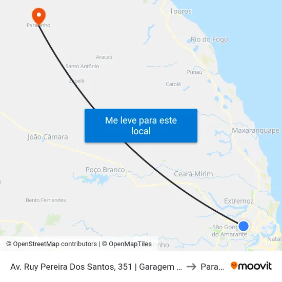 Av. Ruy Pereira Dos Santos, 351 | Garagem Transportes Guanabara to Parazinho map
